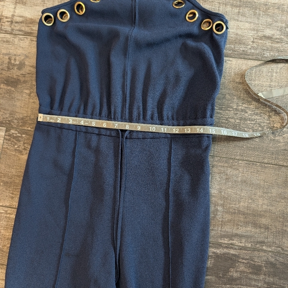 Derek Lam 10 Crosby  Navy Flared Jumpsuit Size 6 - Picture 8 of 9